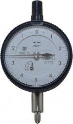Mitutoyo - 0.025" Range, 0-5-0 Dial Reading, 0.0001" Graduation Dial Drop Indicator - 2-3/16" Dial, 0.01" Range per Revolution, 0.0001" Accuracy, Revolution Counter - Exact Tooling