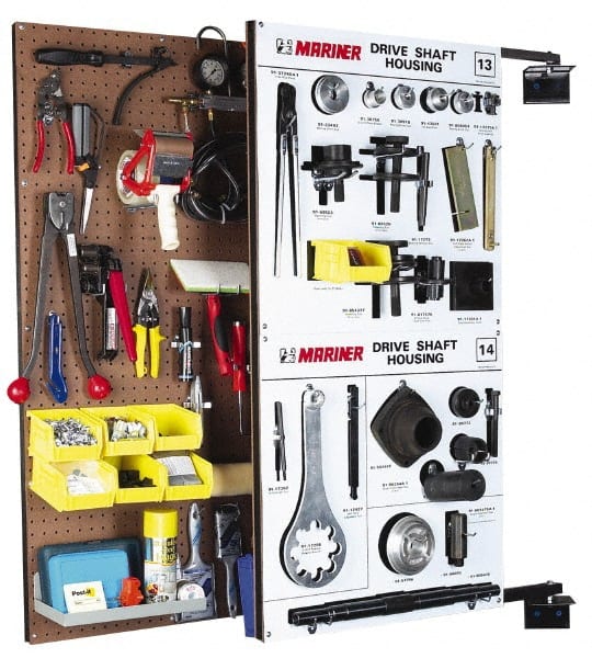 Triton - 24" Wide x 48" High Swing Panel Peg Board Storage System - 1 Panel, Tempered Pegboard/Steel, Tan - Exact Tooling