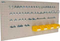 Triton - 48" Wide x 24" High Storage Peg Board, Hooks & Spacers - 2 Panels, 44 Hooks, Polypropylene Board, Steel Hooks, White - Exact Tooling