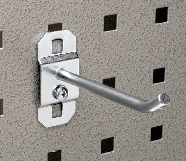 Triton - 1/4" Diam, 3" Long Single Angled End Pegboard Hook - 3-1/2" Projection, 30° Bend, 1/2" Bend Length, Steel - Exact Tooling