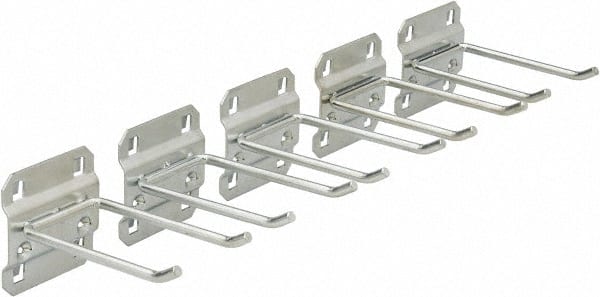 Triton - 3/16" Diam, 3" Long Double Arm Pegboard Hook - 3-3/4" Projection, 30° Bend, 1/2" Bend Length, Steel - Exact Tooling