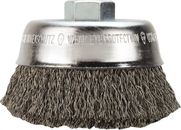 Milwaukee Tool - 6" Diam 5/8-11 Threaded Arbor Steel Fill Cup Brush - Exact Tooling