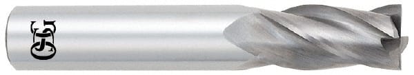 OSG - 9/16", 1-1/8" LOC, 9/16" Shank Diam, 3-1/2" OAL, 4 Flute, Solid Carbide Square End Mill - Single End, Uncoated, Spiral Flute, 30° Helix, Centercutting, Right Hand Cut, Right Hand Flute, Series 454 - Exact Tooling