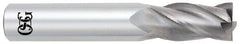 OSG - 9/16", 1-1/8" LOC, 9/16" Shank Diam, 3-1/2" OAL, 4 Flute, Solid Carbide Square End Mill - Single End, Uncoated, Spiral Flute, 30° Helix, Centercutting, Right Hand Cut, Right Hand Flute, Series 454 - Exact Tooling