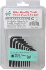 Wiha - 9 Piece IP8 to IP40 L-Key Short Arm Torx Plus Key Set - IP8, IP9, IP10, IP15, IP20, IP25, IP27, IP30, IP40 Torx Size - Exact Tooling