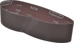 Norton - 3" Wide x 24" OAL, 240 Grit, Aluminum Oxide Abrasive Belt - Aluminum Oxide, Very Fine, Coated, Series R228 - Exact Tooling