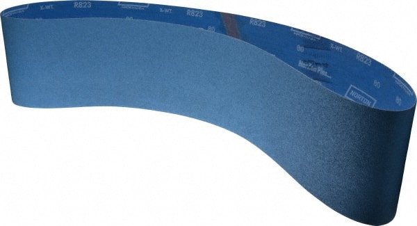 Norton - 6" Wide x 60" OAL, 80 Grit, Zirconia Alumina Abrasive Belt - Zirconia Alumina, Medium, Coated, X Weighted Cloth Backing, Series R823 - Exact Tooling