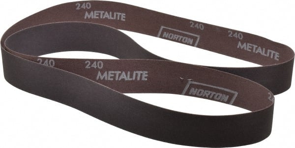 Norton - 1-1/2" Wide x 60" OAL, 240 Grit, Aluminum Oxide Abrasive Belt - Aluminum Oxide, Very Fine, Coated, Series R228 - Exact Tooling