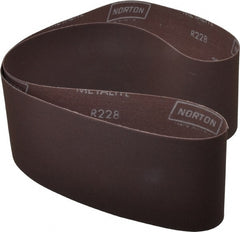 Norton - 4" Wide x 54" OAL, 220 Grit, Aluminum Oxide Abrasive Belt - Aluminum Oxide, Very Fine, Coated, Series R228 - Exact Tooling