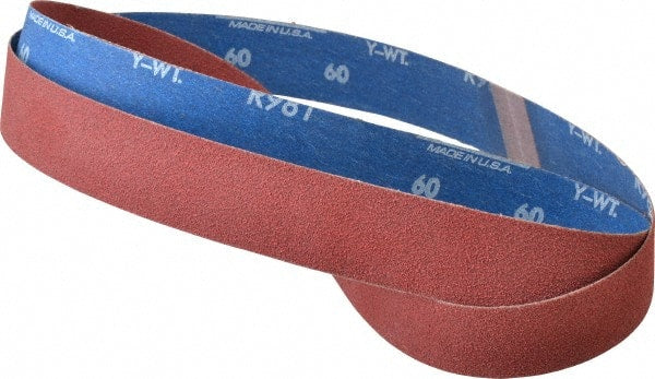 Norton - 1-1/2" Wide x 60" OAL, 60 Grit, Ceramic Abrasive Belt - Ceramic, Medium, Coated, Y Weighted Cloth Backing, Series R981 - Exact Tooling