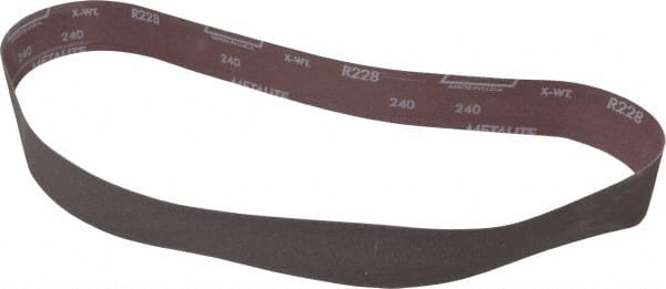 Norton - 2" Wide x 48" OAL, 240 Grit, Aluminum Oxide Abrasive Belt - Aluminum Oxide, Very Fine, Coated, Series R228 - Exact Tooling