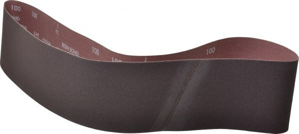 Norton - 4" Wide x 48" OAL, 100 Grit, Aluminum Oxide Abrasive Belt - Aluminum Oxide, Fine, Coated, Series R228 - Exact Tooling