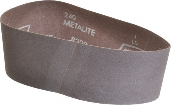 Norton - 3" Wide x 21" OAL, 240 Grit, Aluminum Oxide Abrasive Belt - Aluminum Oxide, Very Fine, Coated, Series R228 - Exact Tooling