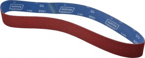 Norton - 2" Wide x 48" OAL, 50 Grit, Ceramic Abrasive Belt - Ceramic, Coarse, Coated, Y Weighted Cloth Backing, Series R981 - Exact Tooling
