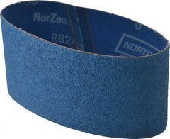 Norton - 3-1/2" Wide x 15-1/2" OAL, 50 Grit, Zirconia Alumina Abrasive Belt - Zirconia Alumina, Coarse, Coated, Y Weighted Cloth Backing, Series R824 - Exact Tooling