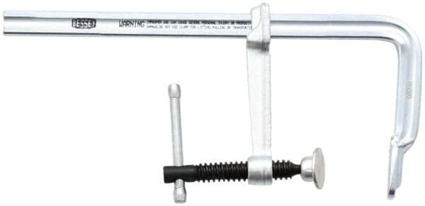 Bessey - 2-1/4" Deep Throat, 4" Max Capacity, Standard Sliding Arm Clamp - 400 Lb Clamping Pressure, 0.465" Spindle Diam - Exact Tooling
