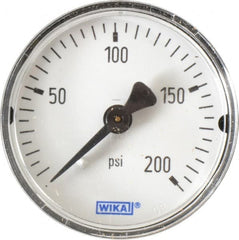 Wika - 2" Dial, 1/4 Thread, 0-200 Scale Range, Pressure Gauge - Center Back Connection Mount, Accurate to 3-2-3% of Scale - Exact Tooling
