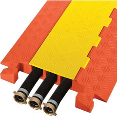 Checkers - 3 Channel, 3-1/4' Long, Yellow/Organge Polyurethane On Floor Cable Cover - Exact Tooling