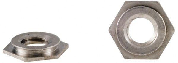 Electro Hardware - 1/4-20, 0.125" Min Panel Thickness, Hex Head, Flush Mount Captive Nut Captive Nut - 0.4375" Head Diam, 0.386" Mounting Hole Diam, 0.029" Head Height, Passivated Stainless Steel - Exact Tooling