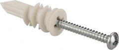Toggler - #6 to 8 Screw, 1/4" Diam, 1-1/4" Long, 3/8 to 5/8" Thick, Self Drilling Drywall & Hollow Wall Anchor - Thermoplastic Alloy, Grade Proprietary Thermoplastic Alloy, Use in Drywall - Exact Tooling