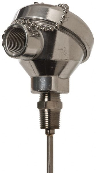 Thermo Electric - -148 to 900°F, 100 OMS Industrial RTD, Thermocouple Probe - 1/2 Inch Hex Mount, 9 Inch Probe Sheath Length, 10 Sec Response Time - Exact Tooling
