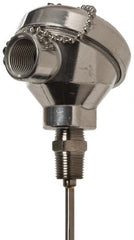 Thermo Electric - -148 to 900°F, 100 OMS Industrial RTD, Thermocouple Probe - 1/2 Inch Hex Mount, 9 Inch Probe Sheath Length, 10 Sec Response Time - Exact Tooling