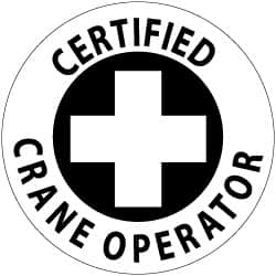 NMC - Certified Crane Operator, Hard Hat Label - Black on White, 2" Thick, For Certified Operator - Exact Tooling