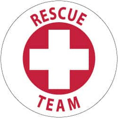 NMC - Rescue Team, Hard Hat Label - Red on White, 2" Thick, For Accident Prevention - Exact Tooling