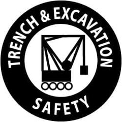 NMC - Trench & Excavation Safety, Hard Hat Label - Black on White, 2" Thick, For Accident Prevention - Exact Tooling