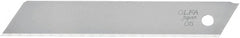 Olfa - 10 Piece Steel Utility Knife Blade - 100mm OAL, 3-15/16" Blade Length, 0.02" Blade Thickness - Exact Tooling