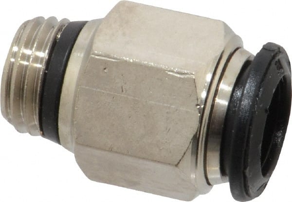 Alpha Technologies - 10mm Outside Diam, 1/4 Universal, Nickel Plated Brass Push-to-Connect Tube Male Connector - 250 Max psi, Tube to Universal Thread Connection, Buna O-Ring - Exact Tooling