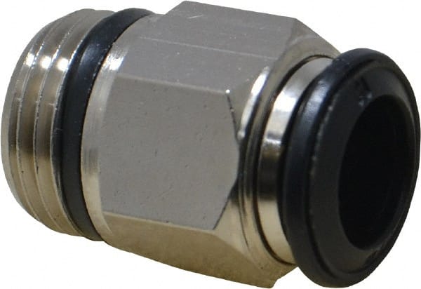Alpha Technologies - 10mm Outside Diam, 3/8 Universal, Nickel Plated Brass Push-to-Connect Tube Male Connector - 250 Max psi, Tube to Universal Thread Connection, Buna O-Ring - Exact Tooling