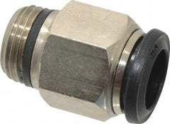 Alpha Technologies - 12mm Outside Diam, 3/8 Universal, Nickel Plated Brass Push-to-Connect Tube Male Connector - 250 Max psi, Tube to Universal Thread Connection, Buna O-Ring - Exact Tooling