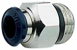 Alpha Technologies - 1/2" Outside Diam, 3/8 Universal Thread, Nickel Plated Brass Push-to-Connect Male Connector - 250 Max psi, Tube to Universal Thread Connection, Buna O-Ring - Exact Tooling