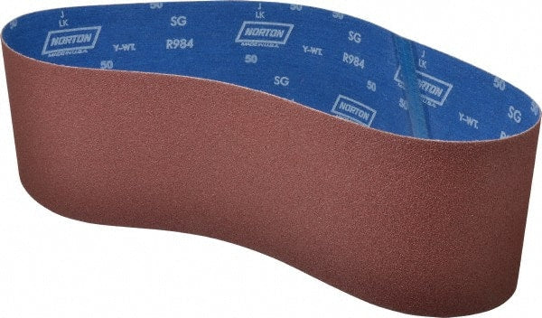 Norton - 6" Wide x 48" OAL, 50 Grit, Ceramic Abrasive Belt - Ceramic, Coarse, Coated, Y Weighted Cloth Backing, Series R984 - Exact Tooling