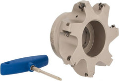 Iscar - 7 Inserts, 5" Cut Diam, 1-1/2" Arbor Diam, 0.512" Max Depth of Cut, Indexable Square-Shoulder Face Mill - 0/90° Lead Angle, 2-1/2" High, HM390 TDKT 1505 Insert Compatibility, Through Coolant, Series HeliIQMill - Exact Tooling