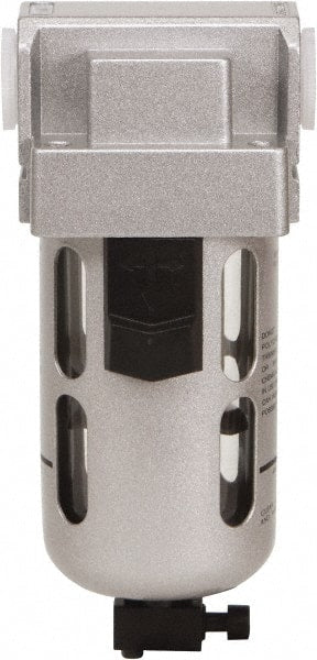 PRO-SOURCE - 1/8" Port Coalescing Filter - Polycarbonate with Metal Guard Bowl, Semi Automatic Drain, 145 Max psi, 0.01 Micron Rating, 1.57" Wide x 4.45" High - Exact Tooling