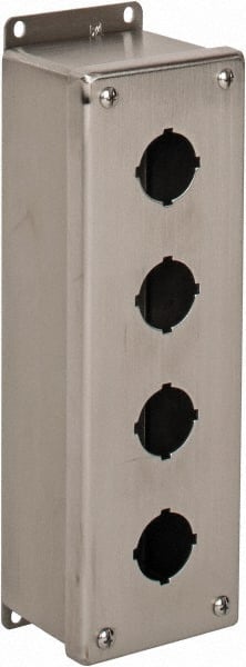 nVent Hoffman - 4 Hole, 1.2 Inch Hole Diameter, Stainless Steel Pushbutton Switch Enclosure - 11-1/4 Inch High x 3.47 Inch Wide x 2-3/4 Inch Deep, 12, 13, 4X NEMA Rated - Exact Tooling