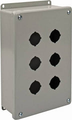 nVent Hoffman - 6 Hole, 1.2 Inch Hole Diameter, Steel Pushbutton Switch Enclosure - 10-1/2 Inch High x 6.47 Inch Wide x 3 Inch Deep, 12, 13 NEMA Rated - Exact Tooling