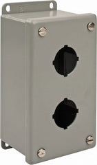 nVent Hoffman - 2 Hole, 1.2 Inch Hole Diameter, Steel Pushbutton Switch Enclosure - 6-3/4 Inch High x 3.47 Inch Wide x 2-3/4 Inch Deep, 12, 13 NEMA Rated - Exact Tooling