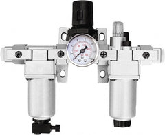 PRO-SOURCE - 1/4 NPT Intermediate 3 Pc Filter-Regulator-Lubricator FRL Unit with Pressure Gauge - Exact Tooling