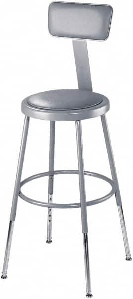 NPS - 16-3/4" Wide x 20-1/2" Deep x 44 to 53-1/2" High, Standard Base, Adjustable Seat Stool - Vinyl Seat, Gray - Exact Tooling