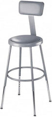 NPS - 16-3/4" Wide x 20-1/2" Deep x 44 to 53-1/2" High, Standard Base, Adjustable Seat Stool - Vinyl Seat, Gray - Exact Tooling