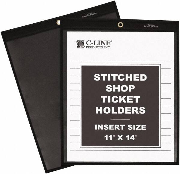 C-LINE - 25 Piece Clear Stitched Shop Ticket Holder - 14" High x 11" Wide - Exact Tooling