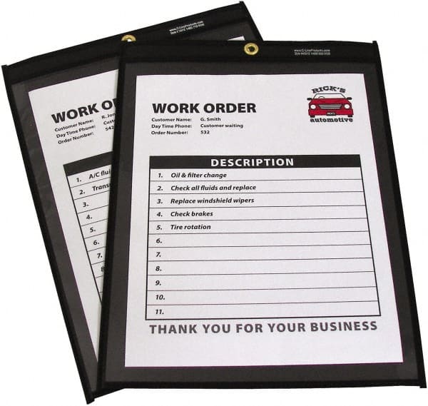 C-LINE - 25 Piece Clear Stitched Shop Ticket Holder - 11" High x 8-1/2" Wide - Exact Tooling