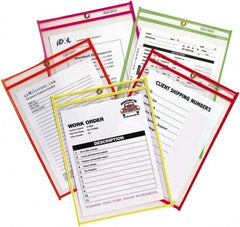 C-LINE - 25 Piece Neon Orange, Green, Red, Yellow & Pink Stitched Shop Ticket Holder - 12" High x 9" Wide - Exact Tooling