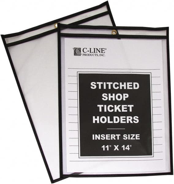 C-LINE - 25 Piece Clear Stitched Shop Ticket Holder - 17" High x 11" Wide - Exact Tooling