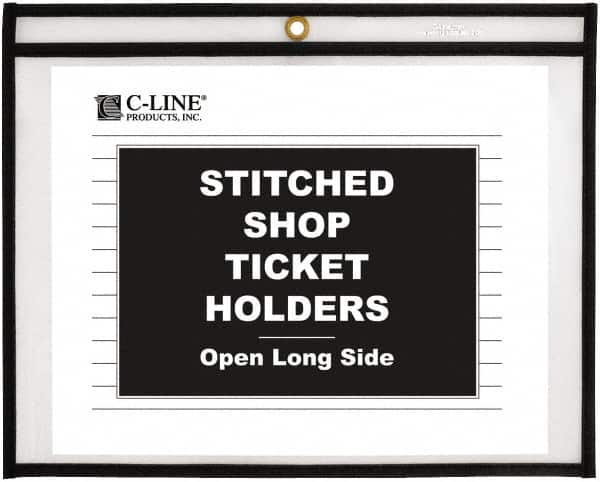 C-LINE - 25 Piece Clear Stitched Shop Ticket Holder-Open Long Side - 11" High x 8-1/2" Wide - Exact Tooling