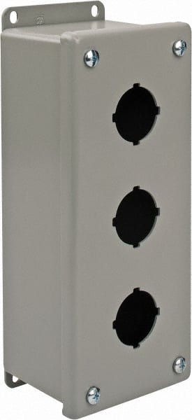 nVent Hoffman - 3 Hole, 1.2 Inch Hole Diameter, Steel Pushbutton Switch Enclosure - 9 Inch High x 3.47 Inch Wide x 2-3/4 Inch Deep, 12, 13 NEMA Rated - Exact Tooling