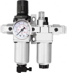PRO-SOURCE - 1" NPT Port Heavy Duty 2 Piece Filter/Regulator-Lubricator FRL Unit - Aluminum Bowl, 140 SCFM, 215 Max psi, 14.5" High, Manual Drain - Exact Tooling
